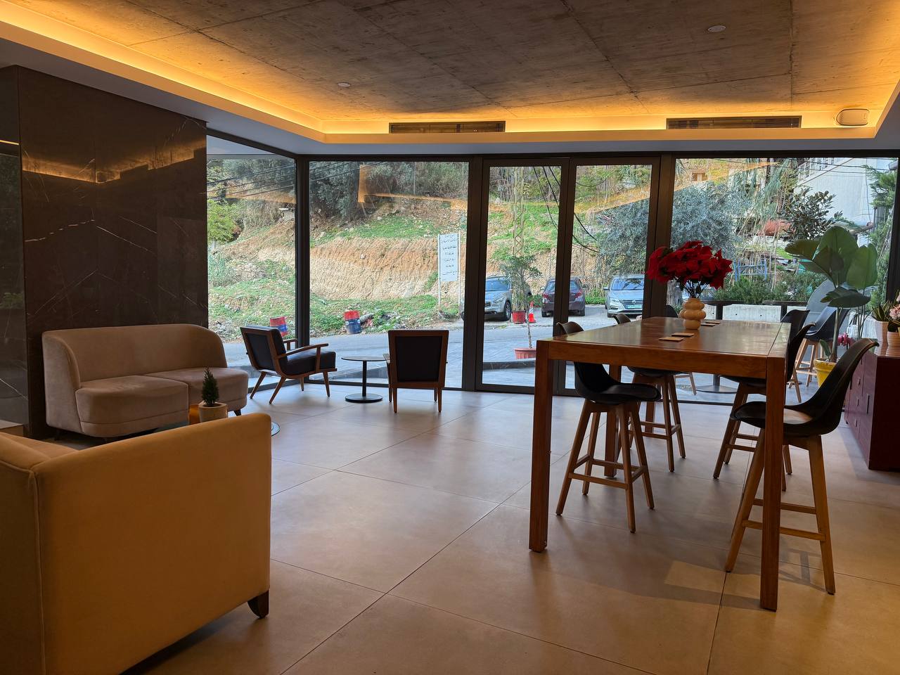 Outdoor terrace seating